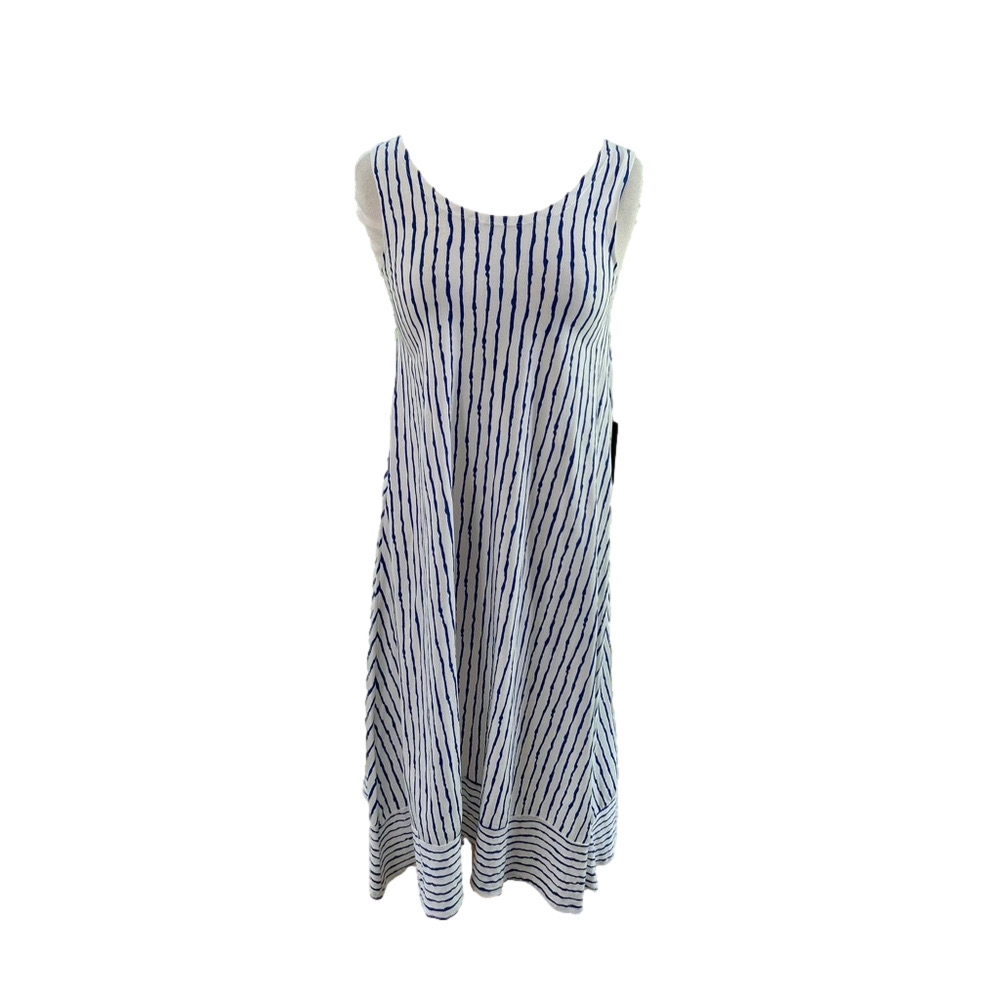 Matthildur M X M Small Striped Dress Blue White Midi Cotton EUC Women’s
